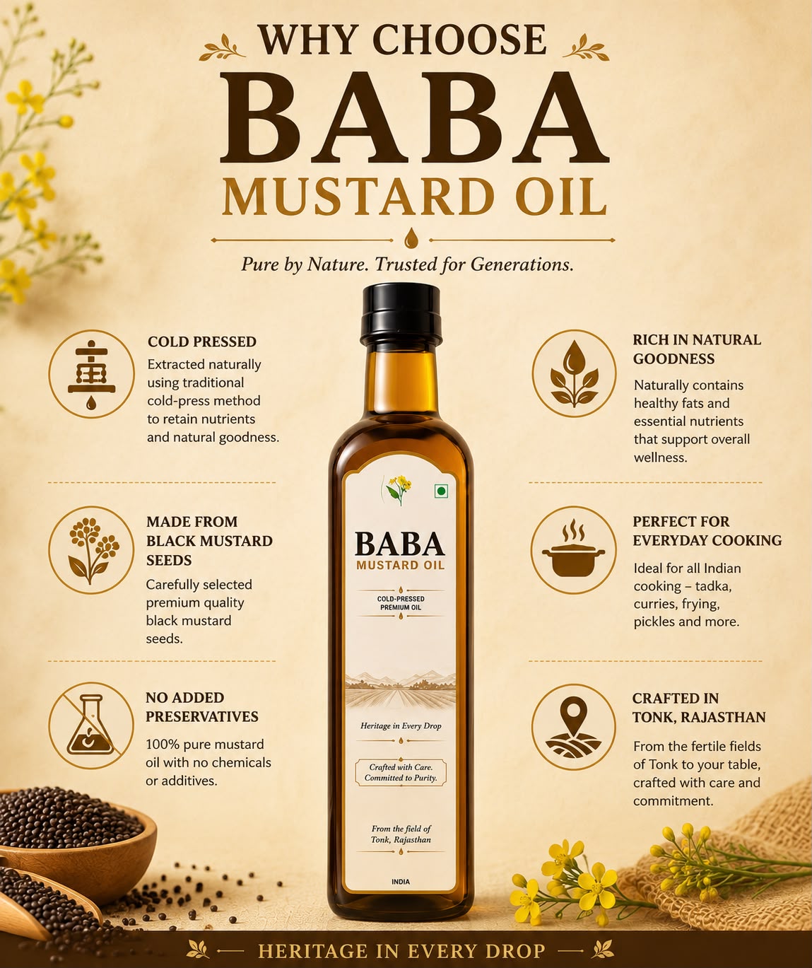 Baba Cold-Pressed Mustard Oil (Family Can)